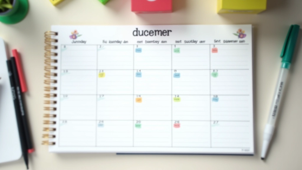 Calendar and timeboxing schedule on desk with colored markers